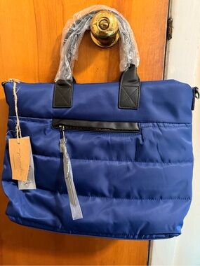 Ampere Nylon Quilted Tote Bag in Royal Blue